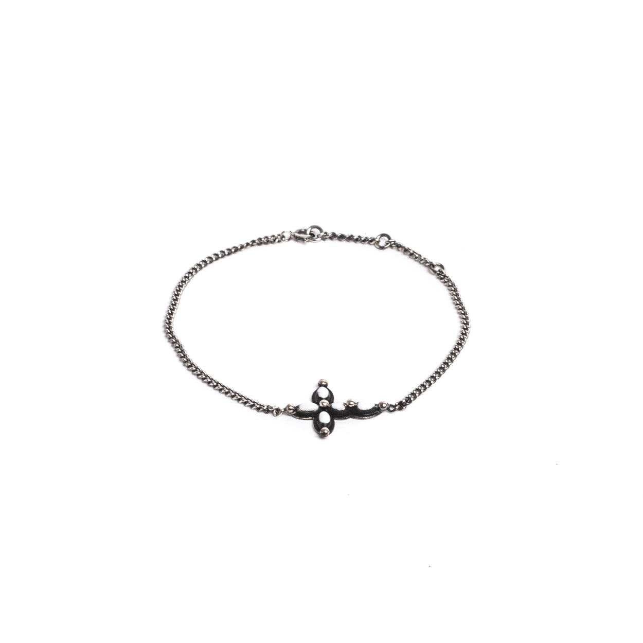 D'AMICO Bracciale Catenina + Croce Smaltata Avorio Enormi risparmi