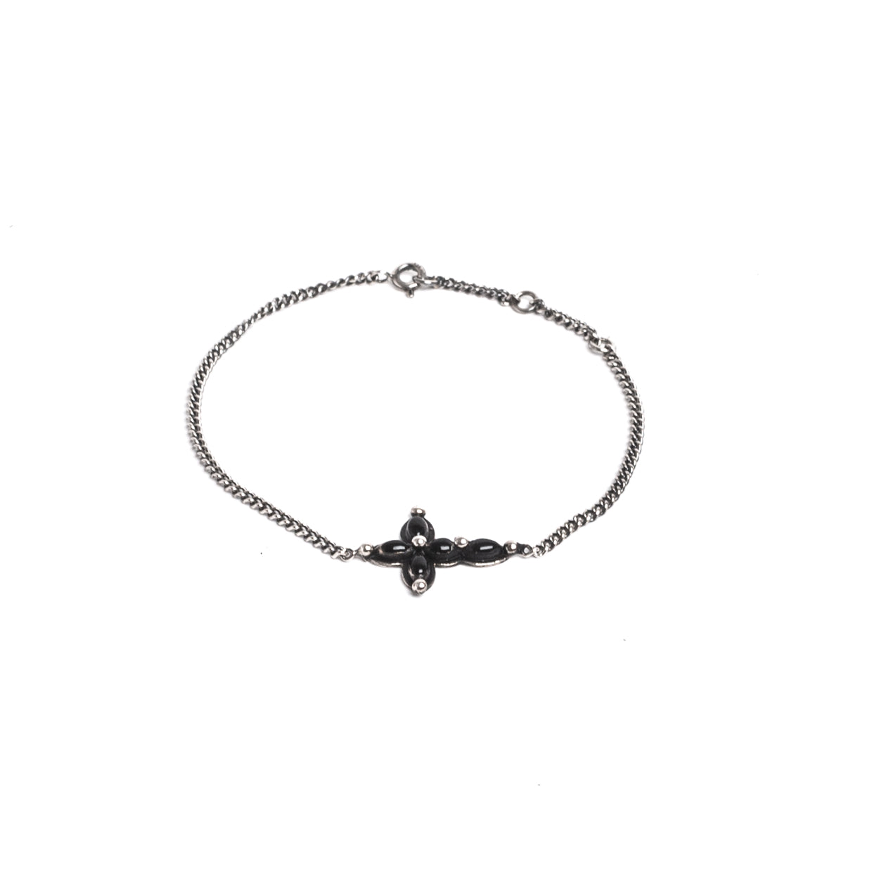 D'AMICO Bracciale Catenina + Croce Smaltata Nero Sconti VIP