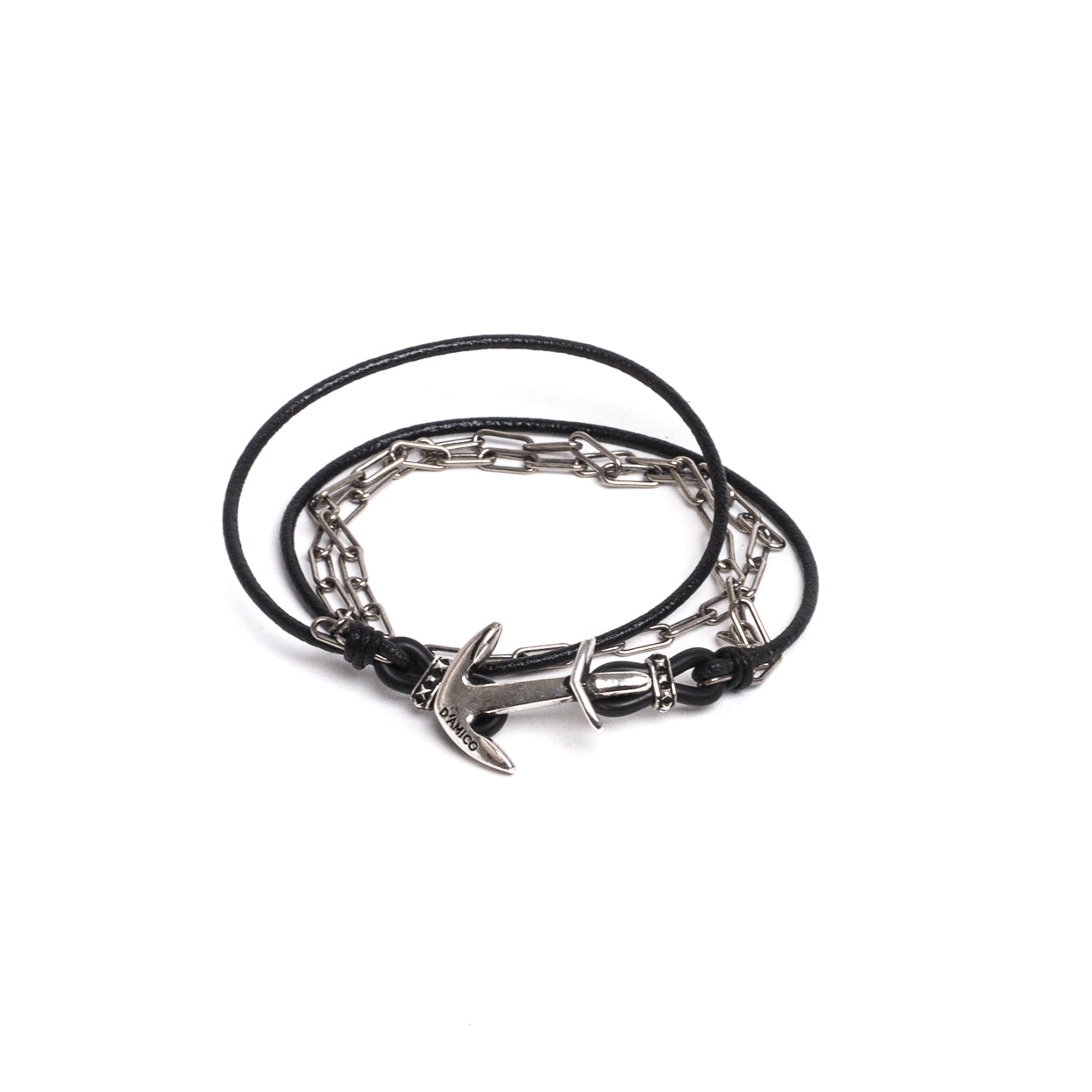 D'AMICO Bracciale Cuoio + Ancora e Catenine ACQUISTA ORA
