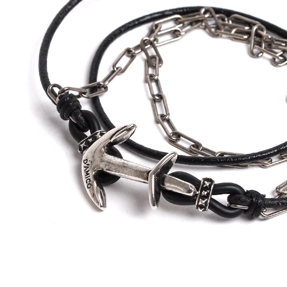D'AMICO Bracciale Cuoio + Ancora e Catenine ACQUISTA ORA