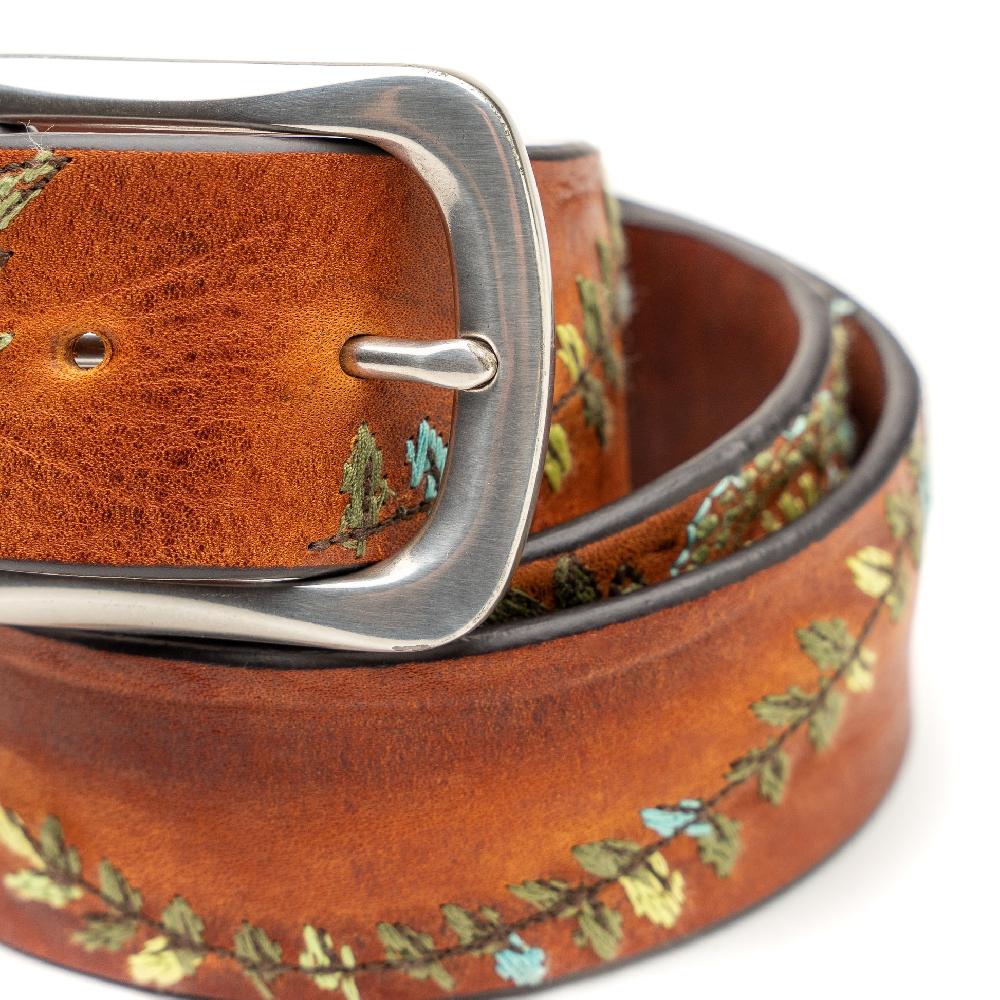 D'AMICO Cintura Cuoio Vintage Floral Turchese Qualità