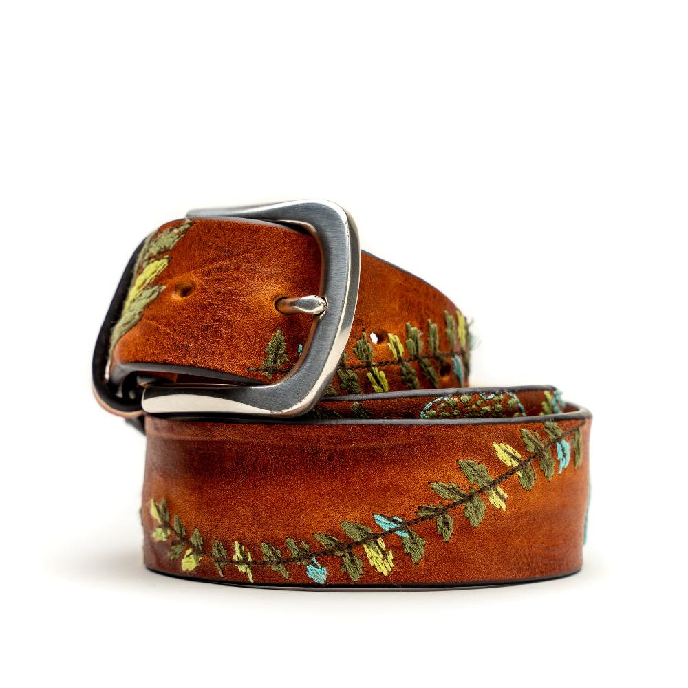 D'AMICO Cintura Cuoio Vintage Floral Turchese Qualità