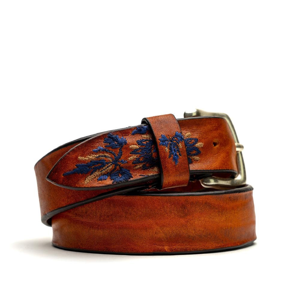 D'AMICO Cintura Cuoio Vintage Floral Blue Vendita