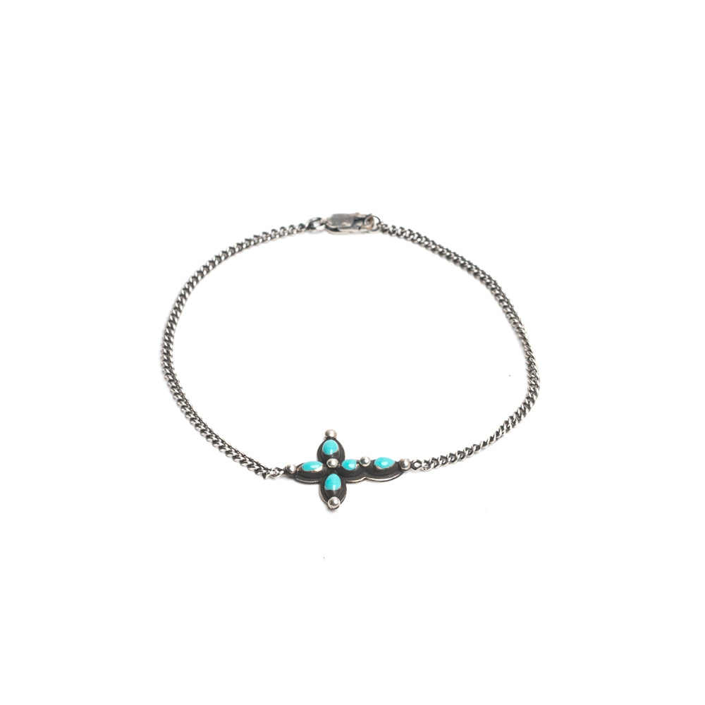 D'AMICO Bracciale Catenina + Croce Smaltata Turchese Fornitura limitata