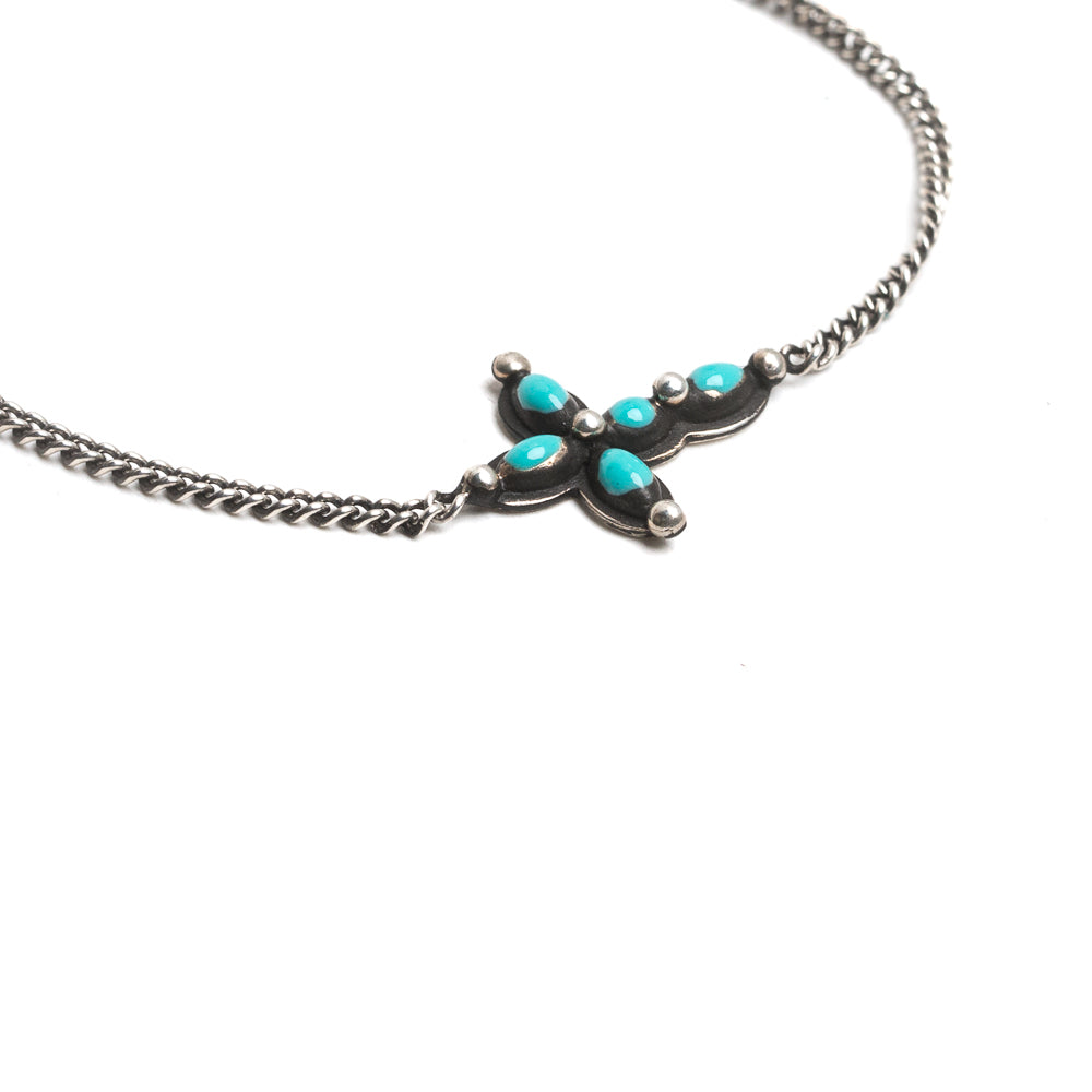 D'AMICO Bracciale Catenina + Croce Smaltata Turchese Fornitura limitata