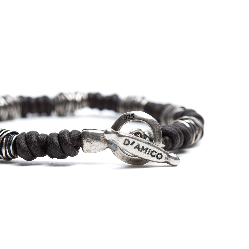 D'AMICO Bracciale Cotone Cerato + Argento 925 Testa Moro Offerta temporanea