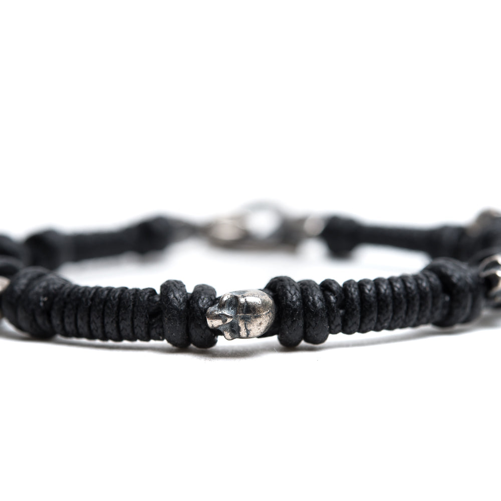 D'AMICO Bracciale Cotone Cerato + Teschietti Argento 925 Grandi sconti