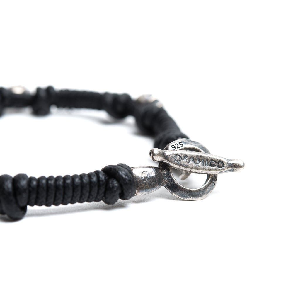 D'AMICO Bracciale Cotone Cerato + Teschietti Argento 925 Grandi sconti